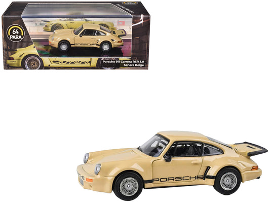 Porsche 911 Carrera RSR 3.0 Sahara Beige with Black Stripes 1/64 Diecast Model Car