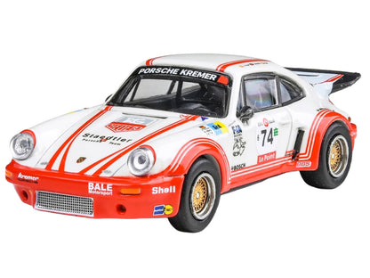 Porsche 911 Carrera RSR 3.0 #74 "Aurora Racing" White with Red Stripes 1/64 Diecast Model Car