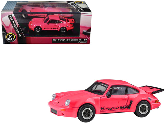 1974 Porsche 911 Carrera RSR 3.0 Fuchsia with Black Stripes 1/64 Diecast Model Car