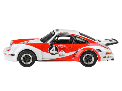 1976 Porsche 911 Carrera RSR 3.0 Ecuador #4 "Fernando Madera" White and Red with Graphics 1/64 Diecast Model Car