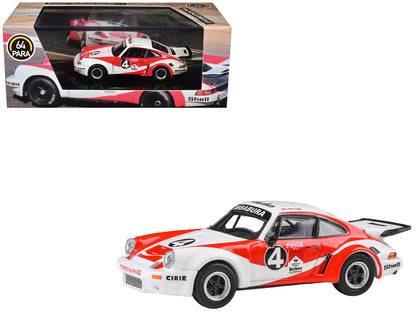 1976 Porsche 911 Carrera RSR 3.0 Ecuador #4 "Fernando Madera" White and Red with Graphics 1/64 Diecast Model Car