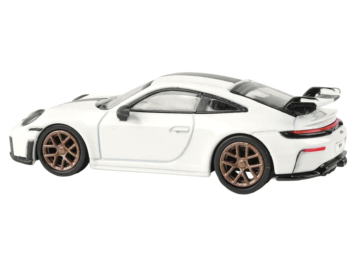 2025 Porsche 911 GT3 (992.2) Grand Prix White with Carbon Stripe 1/64 Diecast Model Car