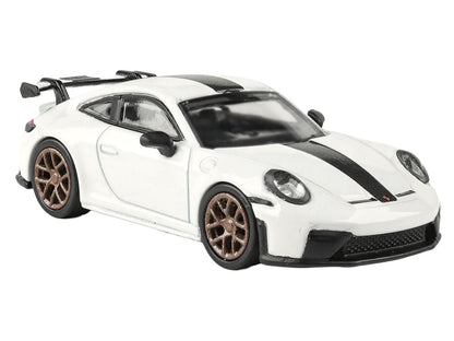 2025 Porsche 911 GT3 (992.2) Grand Prix White with Carbon Stripe 1/64 Diecast Model Car
