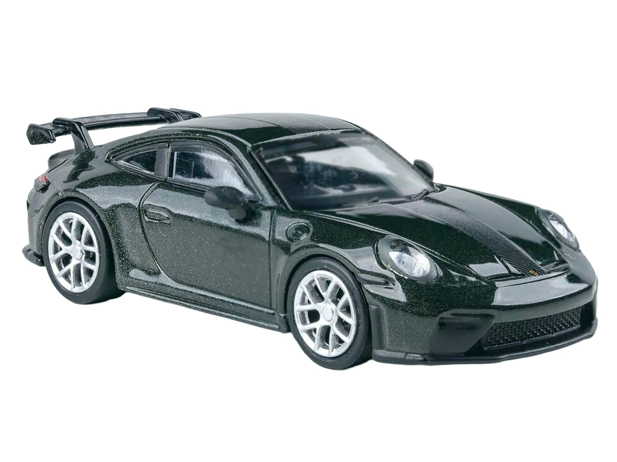 2025 Porsche 911 GT3 (992.2) Oak Green Metallic Neo with Carbon Stripe 1/64 Diecast Model Car