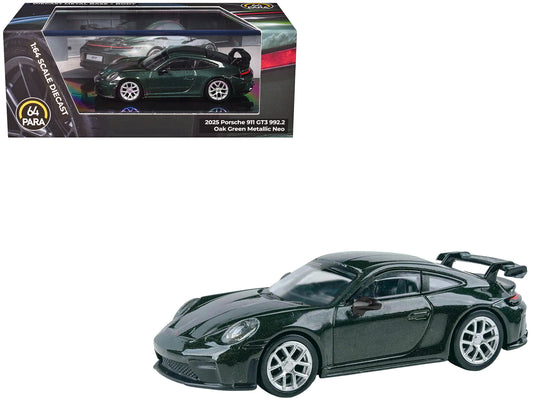 2025 Porsche 911 GT3 (992.2) Oak Green Metallic Neo with Carbon Stripe 1/64 Diecast Model Car