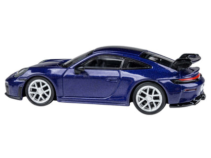 2025 Porsche 911 GT3 (992.2) Gentian Blue Metallic with Carbon Stripe 1/64 Diecast Model Car
