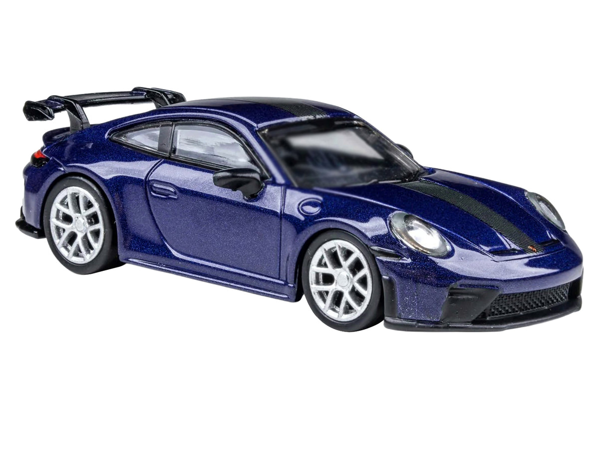 2025 Porsche 911 GT3 (992.2) Gentian Blue Metallic with Carbon Stripe 1/64 Diecast Model Car