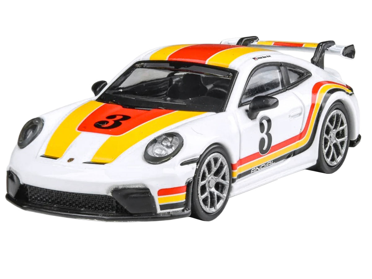 2025 Porsche 911 GT3 (992.2) #3 "Andial Livery" White with Stripes 1/64 Diecast Model Car