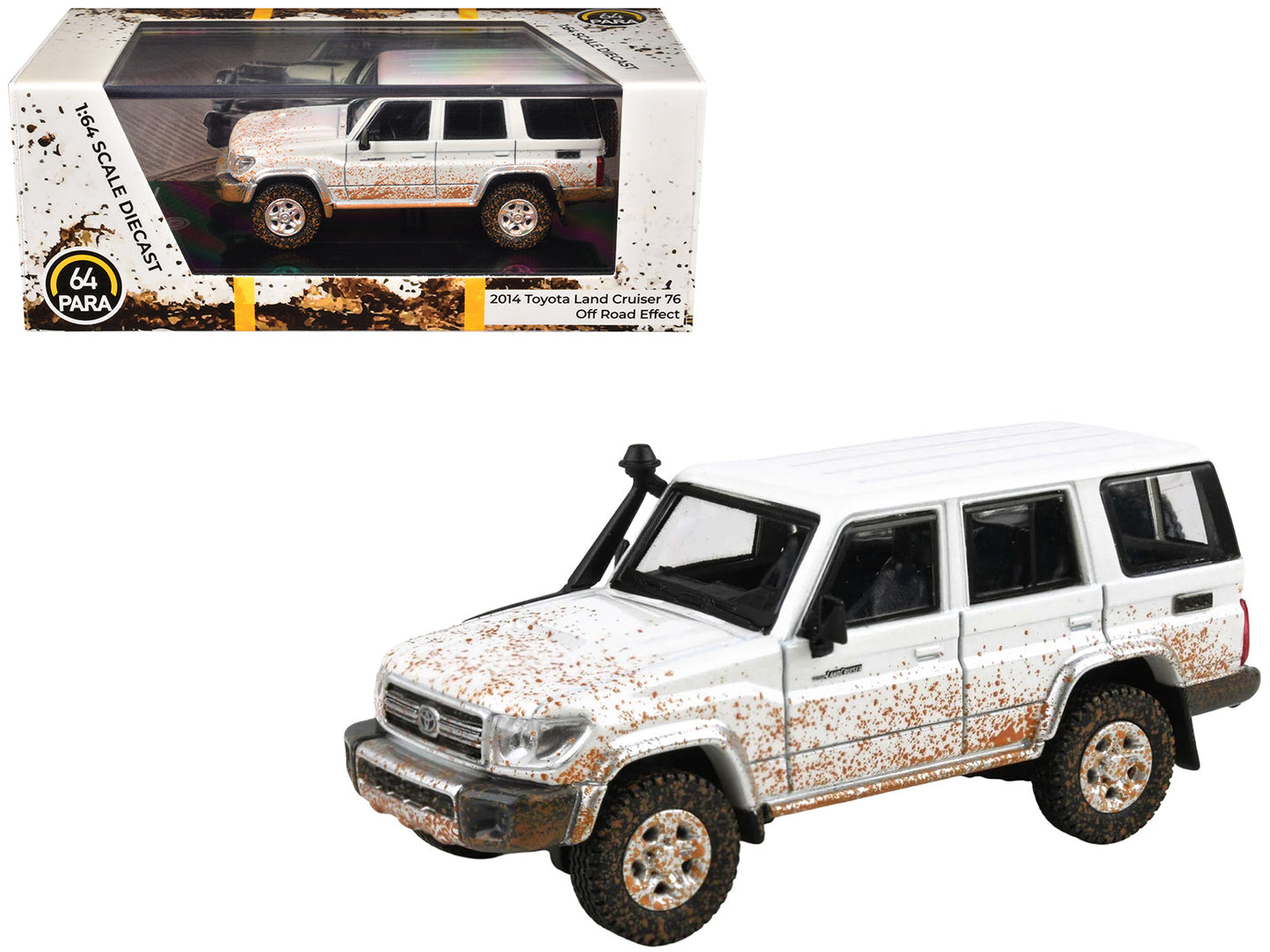 2014 Toyota Land Cruiser 76 White (Dirty Off Road Effect) 1/64 Diecast Model Car