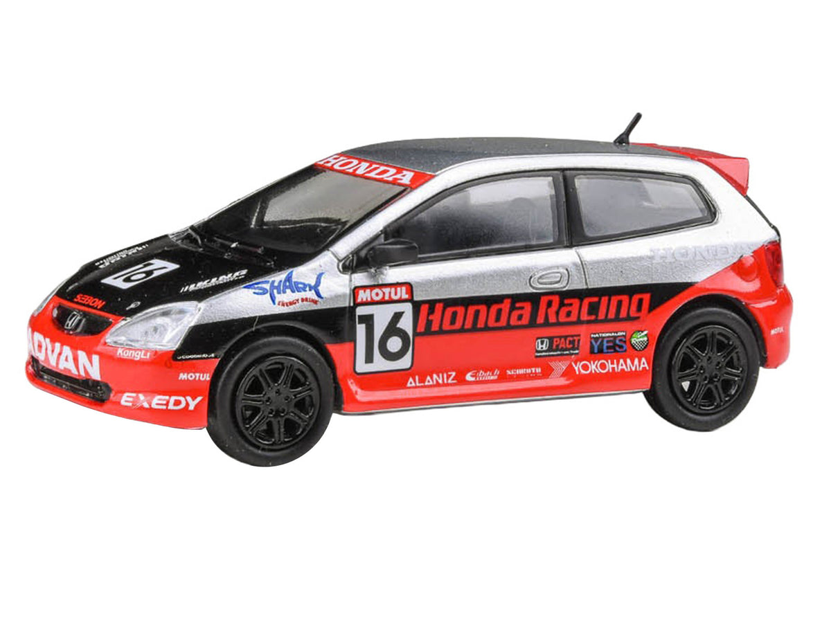 2005 Honda Civic #16 "SEMA RealTime Racing" Silver Metallic and Red with Black Graphics 1/64 Diecast Model Car