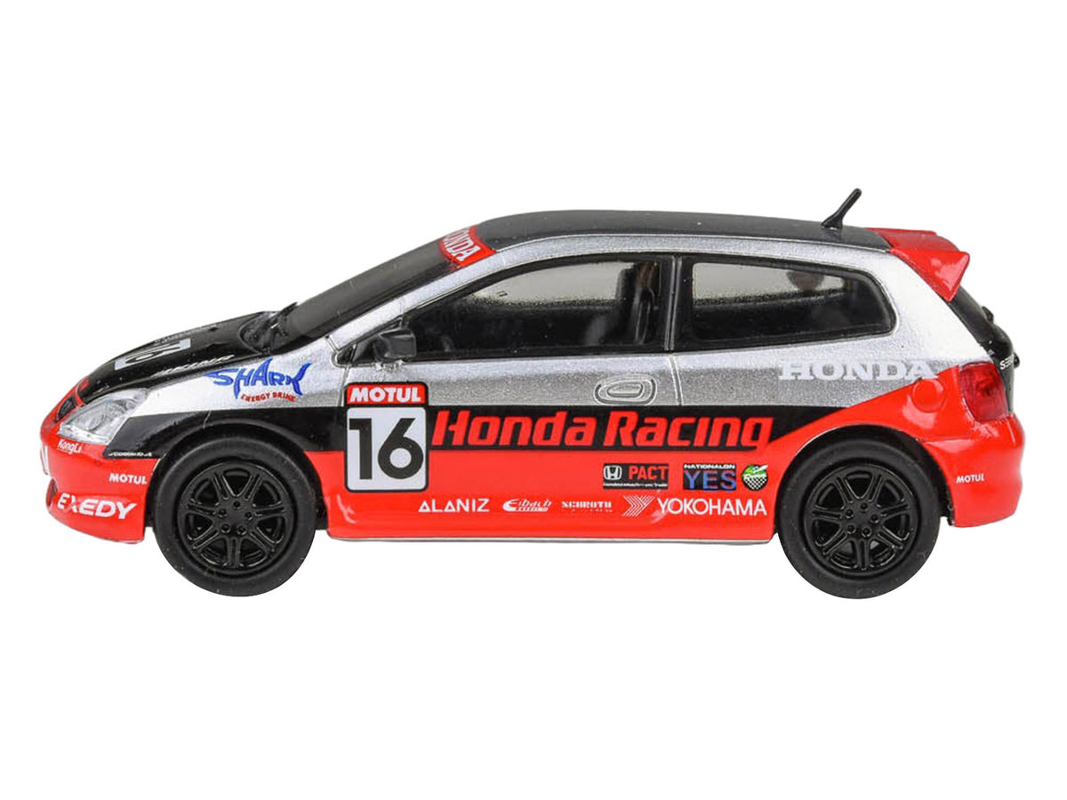 2005 Honda Civic #16 "SEMA RealTime Racing" Silver Metallic and Red with Black Graphics 1/64 Diecast Model Car