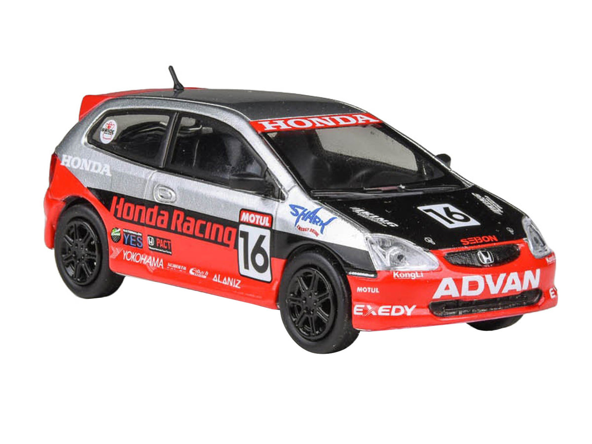 2005 Honda Civic #16 "SEMA RealTime Racing" Silver Metallic and Red with Black Graphics 1/64 Diecast Model Car