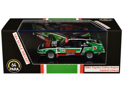 1984 Toyota Celica Supra #16 "Castrol Livery" Black and Green with Graphics 1/64 Diecast Model Car