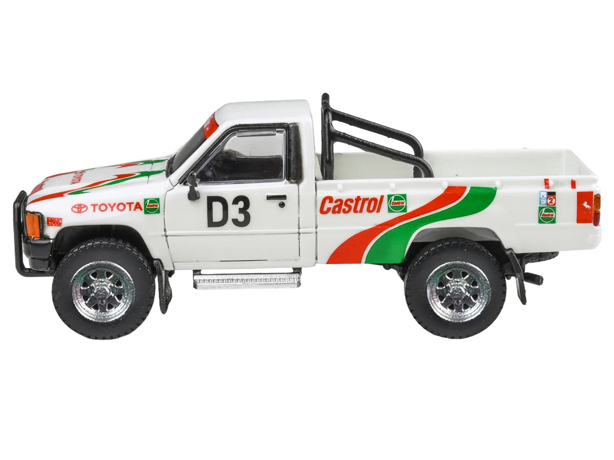 Toyota Hilux Pickup Truck #D3 "Castrol" White with Graphics "Rustenburg 400 Rally" (1995) 1/64 Diecast Model Car