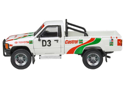Toyota Hilux Pickup Truck #D3 "Castrol" White with Graphics "Rustenburg 400 Rally" (1995) 1/64 Diecast Model Car