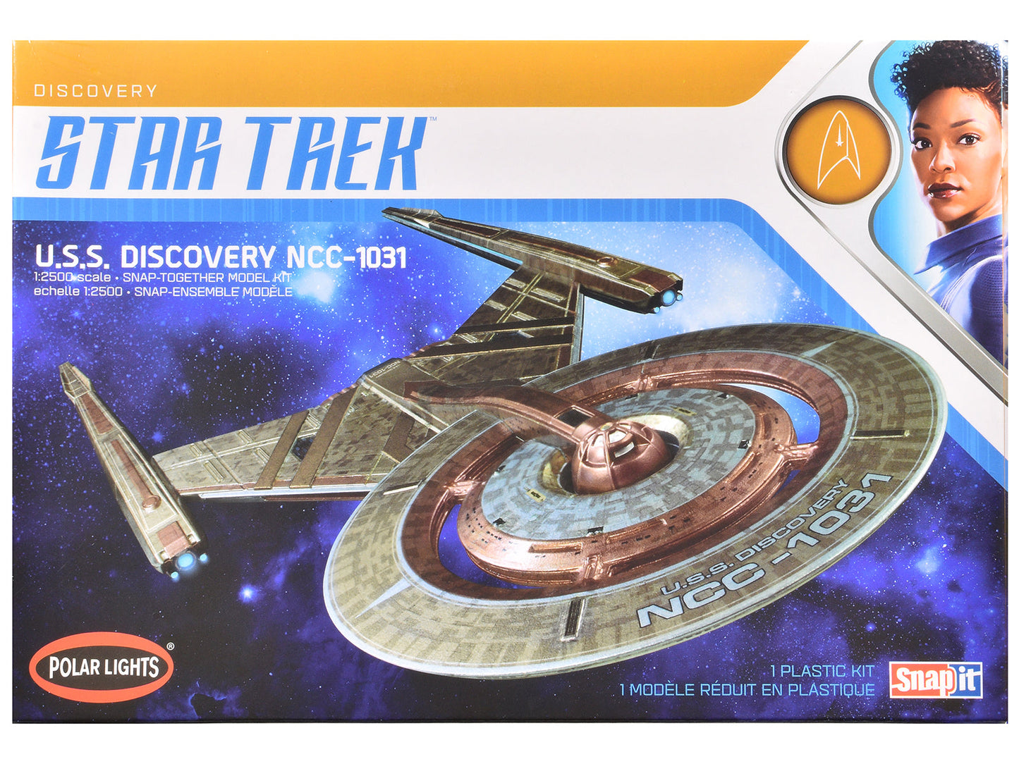 Skill 2 Snap Model Kit U.S.S. Discovery NCC-1031 Spacecraft "Star Trek: Discovery" (2017-2024) TV Series 1/2500 Scale Model