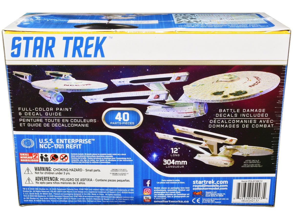 Skill 2 Snap Model Kit U.S.S. Enterprise NCC-1701 Refit Spaceship "Star Trek II: The Wrath of Khan" (1982) Movie 1/1000 Scale Model
