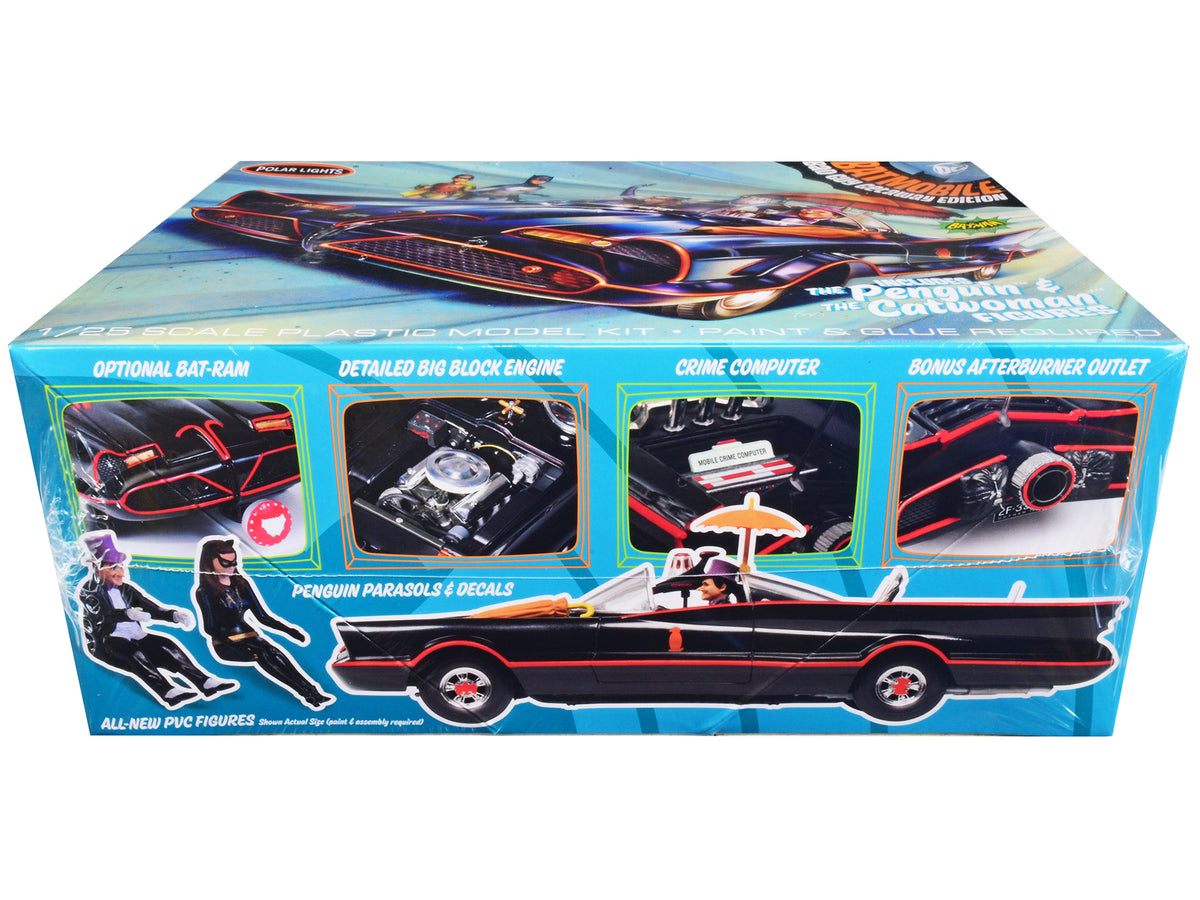 Skill 2 Model Kit 1966 Batmobile "Bad Guy Getaway Edition" with Penguin and Catwoman Figures "Batman" (1966-1968) TV Series 1/25 Scale Model