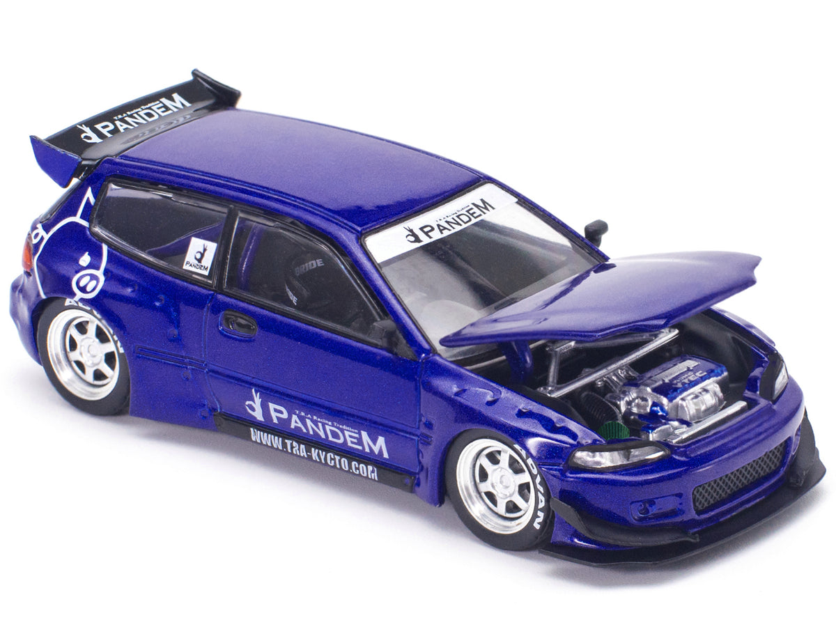 Pandem Civic EG6 RHD (Right Hand Drive) Blue Metallic "Enigma Exclusive Edition" 1/64 Diecast Model Car
