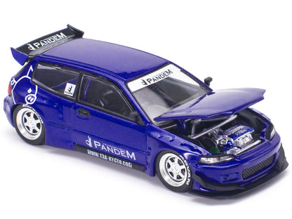 Pandem Civic EG6 RHD (Right Hand Drive) Blue Metallic "Enigma Exclusive Edition" 1/64 Diecast Model Car