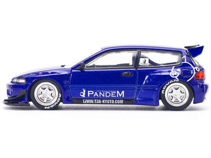 Pandem Civic EG6 RHD (Right Hand Drive) Blue Metallic "Enigma Exclusive Edition" 1/64 Diecast Model Car