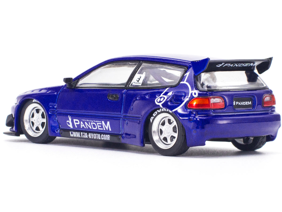 Pandem Civic EG6 RHD (Right Hand Drive) Blue Metallic "Enigma Exclusive Edition" 1/64 Diecast Model Car