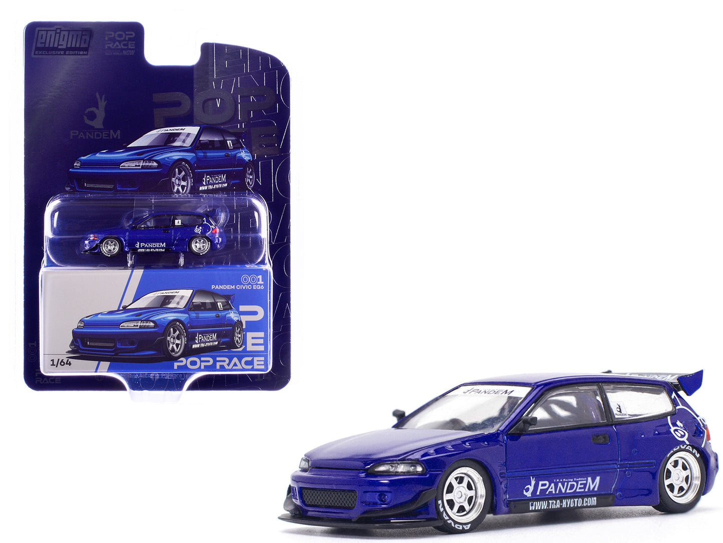 Pandem Civic EG6 RHD (Right Hand Drive) Blue Metallic "Enigma Exclusive Edition" 1/64 Diecast Model Car
