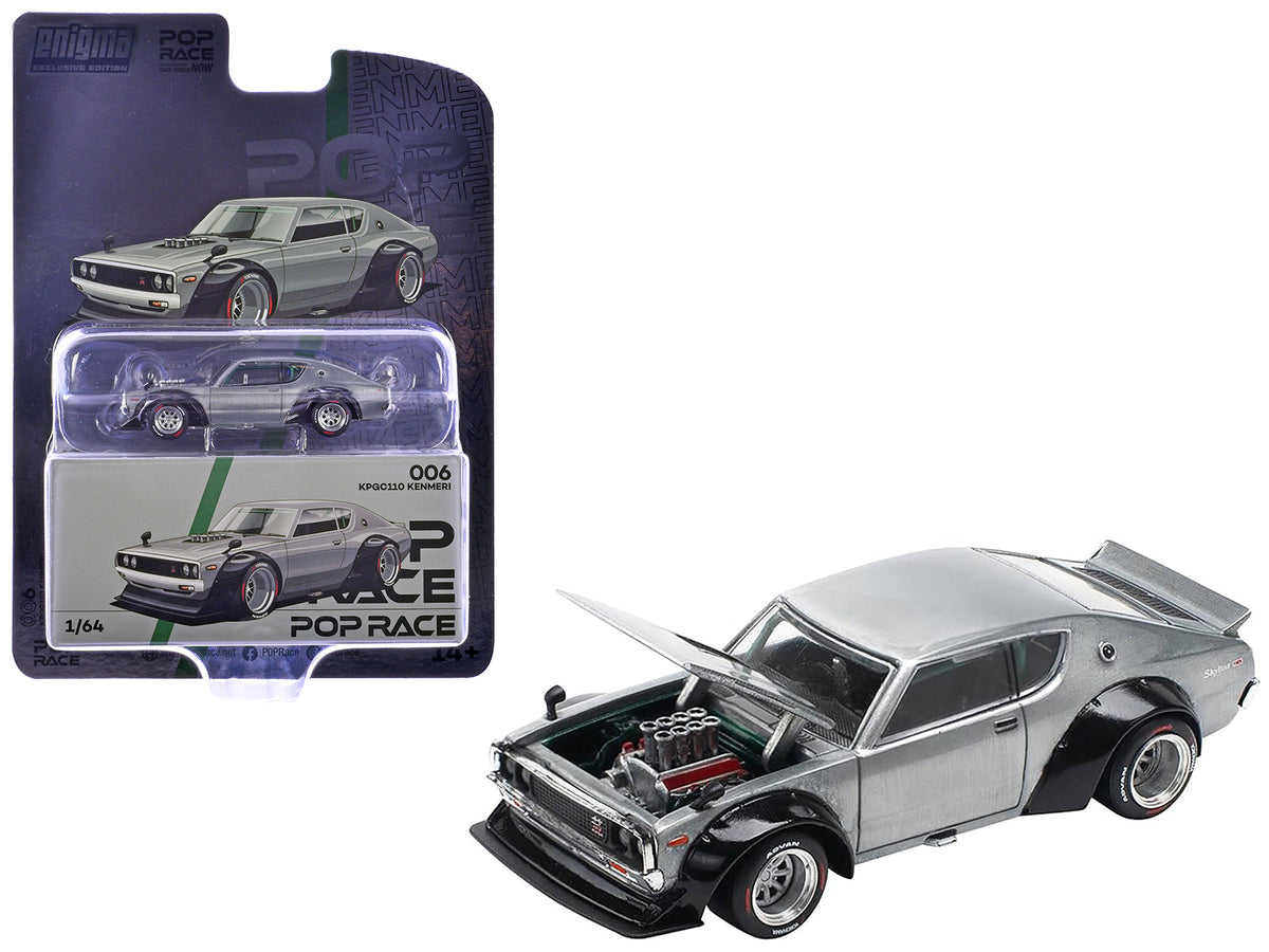 Skyline KPGC110 "Kenmeri" RHD (Right Hand Drive) Raw Metal "Enigma Exclusive Edition" 1/64 Diecast Model Car