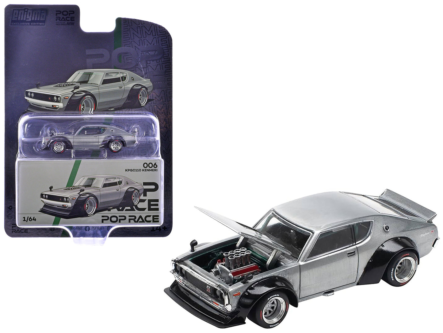 Skyline KPGC110 "Kenmeri" RHD (Right Hand Drive) Raw Metal "Enigma Exclusive Edition" 1/64 Diecast Model Car