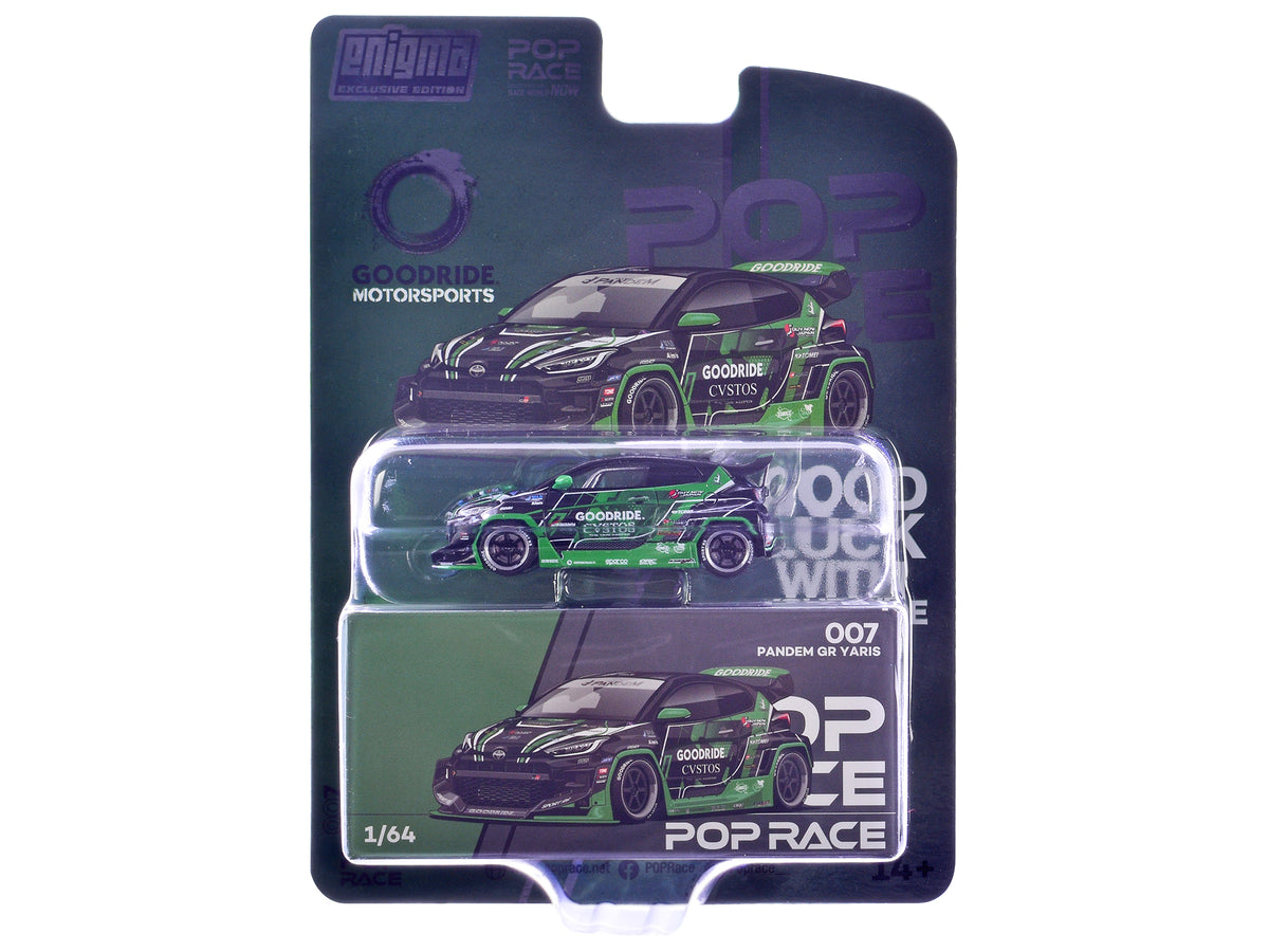 Pandem GR Yaris RHD (Right Hand Drive) "Goodride Motorsports" Green and Black with Graphics "Enigma Exclusive Edition" 1/64 Diecast Model Car