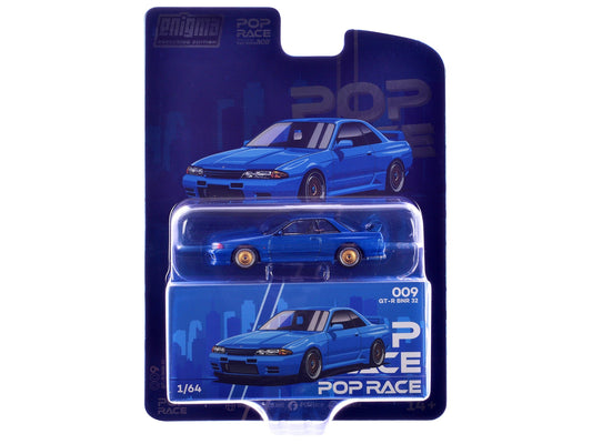 Skyline GT-R BNR32 RHD (Right Hand Drive) Blue Metallic "Enigma Exclusive Edition" 1/64 Diecast Model Car
