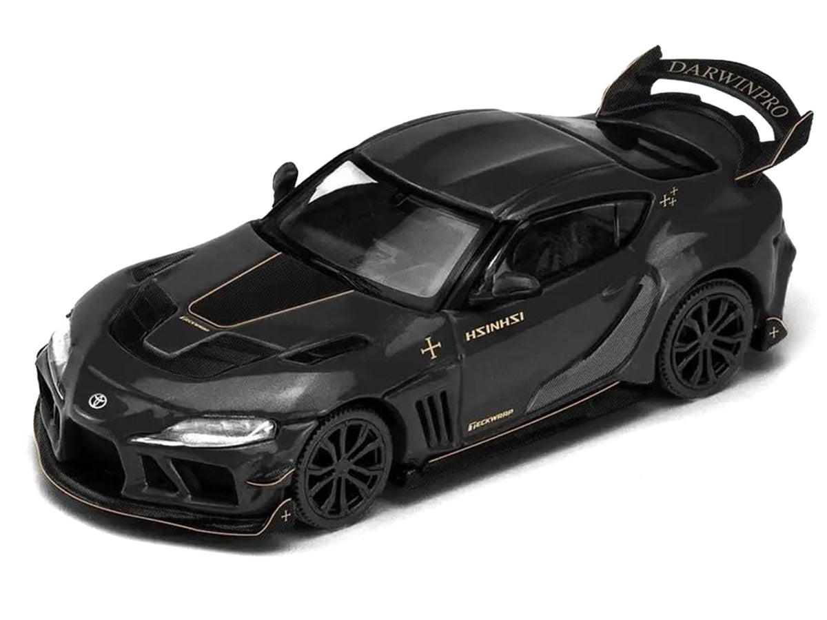 Toyota Supra DarwinPro Black with Gold Accents "Enigma Exclusive Edition" 1/64 Diecast Model Car