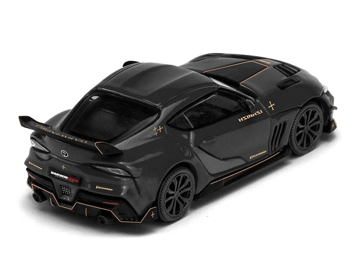 Toyota Supra DarwinPro Black with Gold Accents "Enigma Exclusive Edition" 1/64 Diecast Model Car