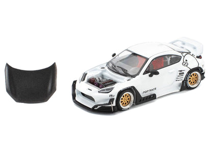 Toyota Pandem GR86 White with Carbon Hood "Enigma Exclusive Edition" 1/64 Diecast Model Car