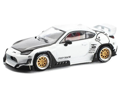 Toyota Pandem GR86 White with Carbon Hood "Enigma Exclusive Edition" 1/64 Diecast Model Car