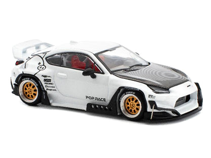 Toyota Pandem GR86 White with Carbon Hood "Enigma Exclusive Edition" 1/64 Diecast Model Car