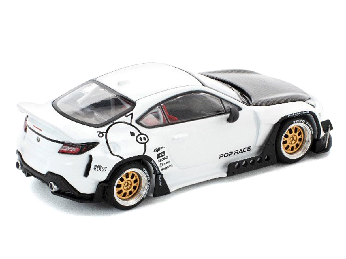 Toyota Pandem GR86 White with Carbon Hood "Enigma Exclusive Edition" 1/64 Diecast Model Car