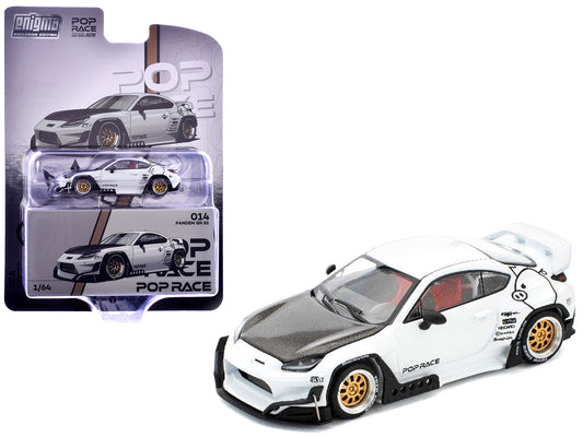 Toyota Pandem GR86 White with Carbon Hood "Enigma Exclusive Edition" 1/64 Diecast Model Car