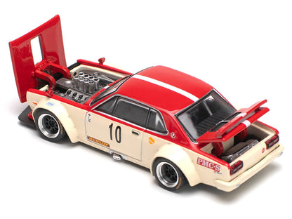 Skyline GT-R V8 Drift "Hakosuka" RHD (Right Hand Drive) #10 "Watanabe" Red and Cream 1/64 Diecast Model Car