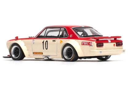 Skyline GT-R V8 Drift "Hakosuka" RHD (Right Hand Drive) #10 "Watanabe" Red and Cream 1/64 Diecast Model Car