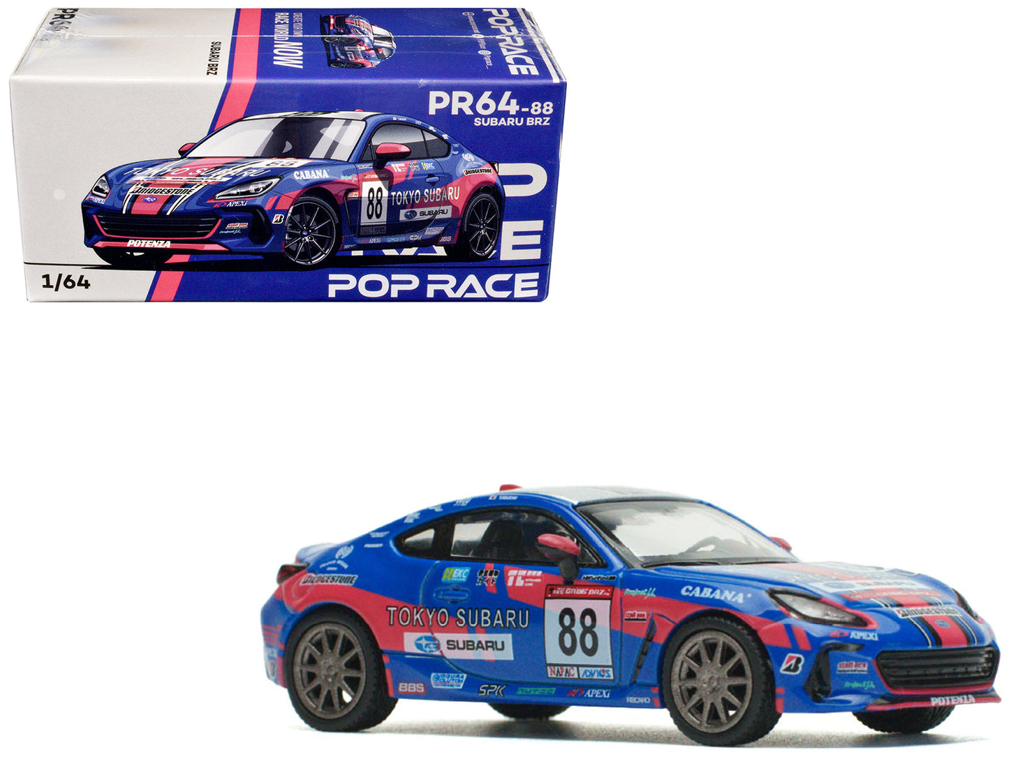 Subaru BRZ #88 Blue with Graphics "Tokyo Subaru Racing" 1/64 Diecast Model Car