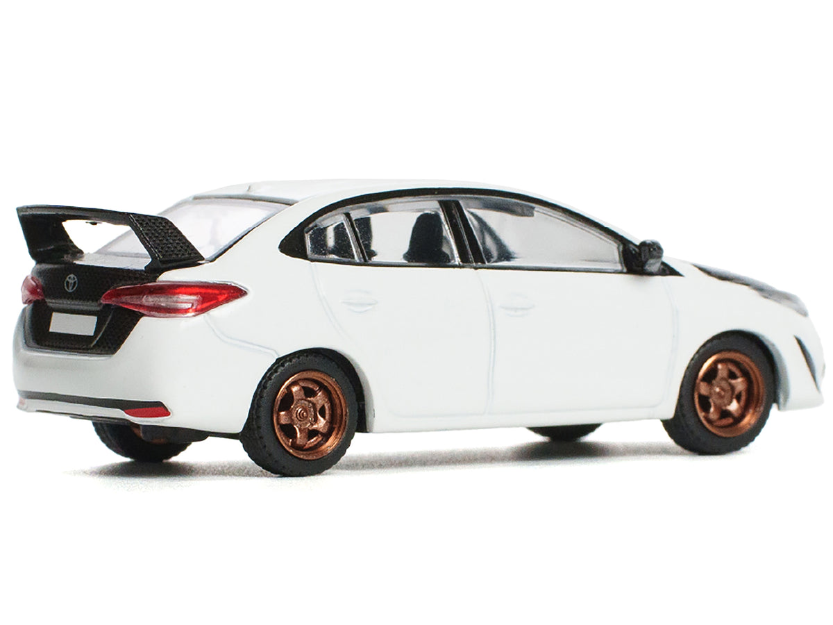 Toyota GR Vios White with Carbon Hood 1/64 Diecast Model Car