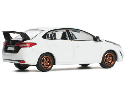 Toyota GR Vios White with Carbon Hood 1/64 Diecast Model Car
