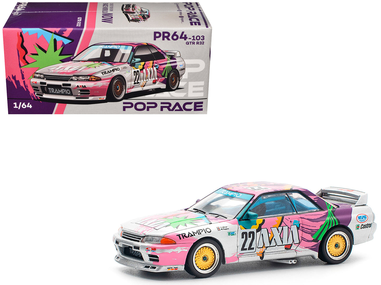 GTR R32 RHD (Right Hand Drive) #22 Masahiko Kageyama - Kazuo Shimizu "Axia" Group A "Japanese Touring Car Championship" (1991) 1/64 Diecast Model Car