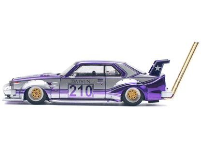 Skyline C210 Kaido Racer "Bosozoku Style" RHD (Right Hand Drive) #210 Purple and Silver 1/64 Diecast Model Car