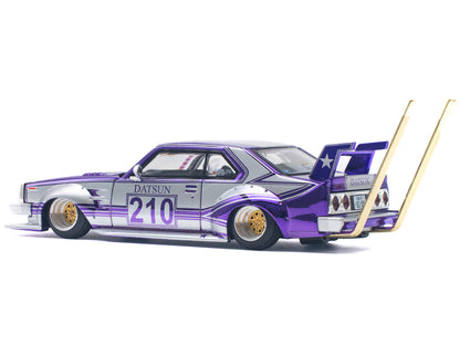 Skyline C210 Kaido Racer "Bosozoku Style" RHD (Right Hand Drive) #210 Purple and Silver 1/64 Diecast Model Car
