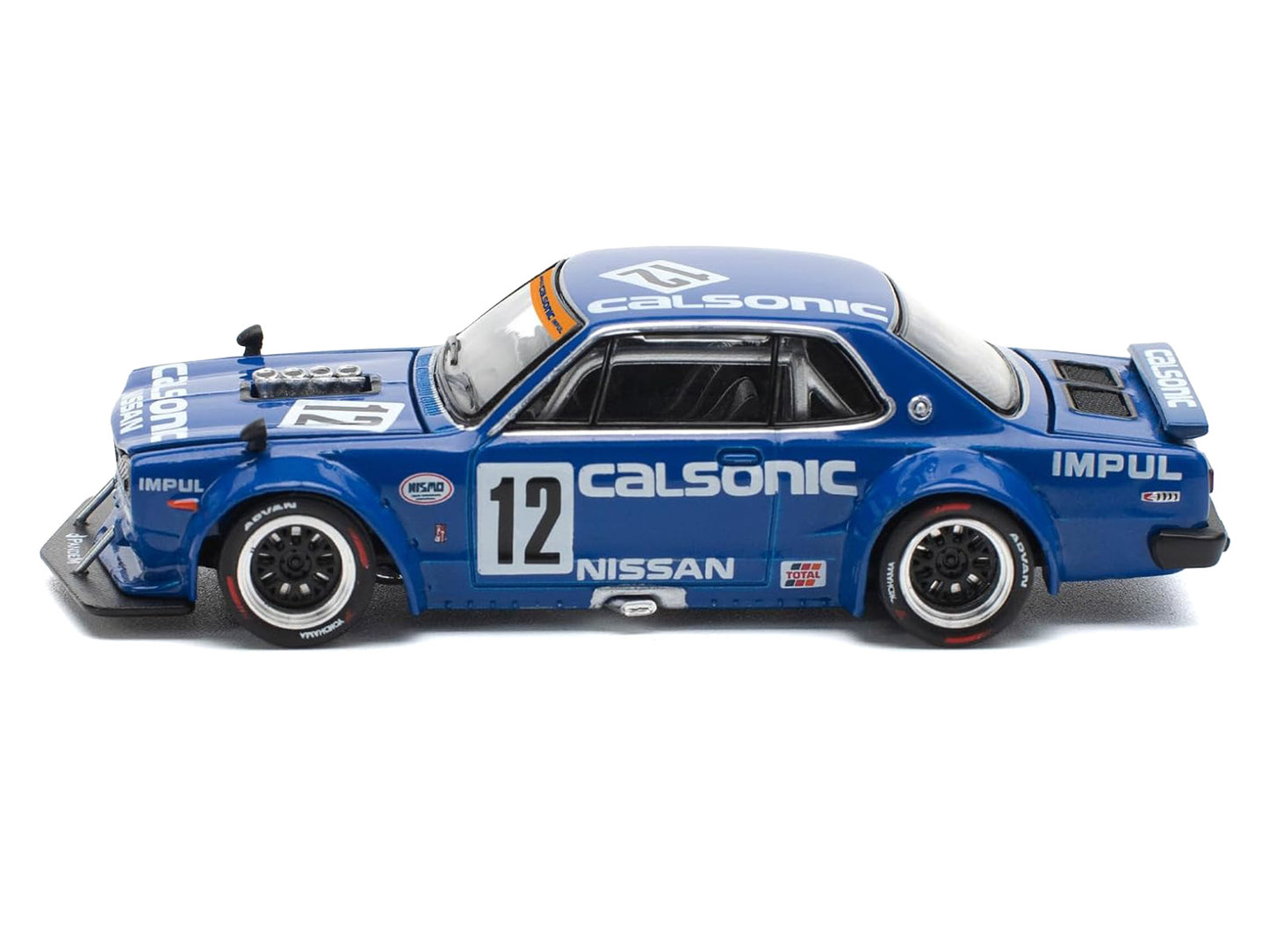 Skyline GT-R V8 Drift "Hakosuka" RHD (Right Hand Drive) #12 "Calsonic" Blue with Graphics 1/64 Diecast Model Car