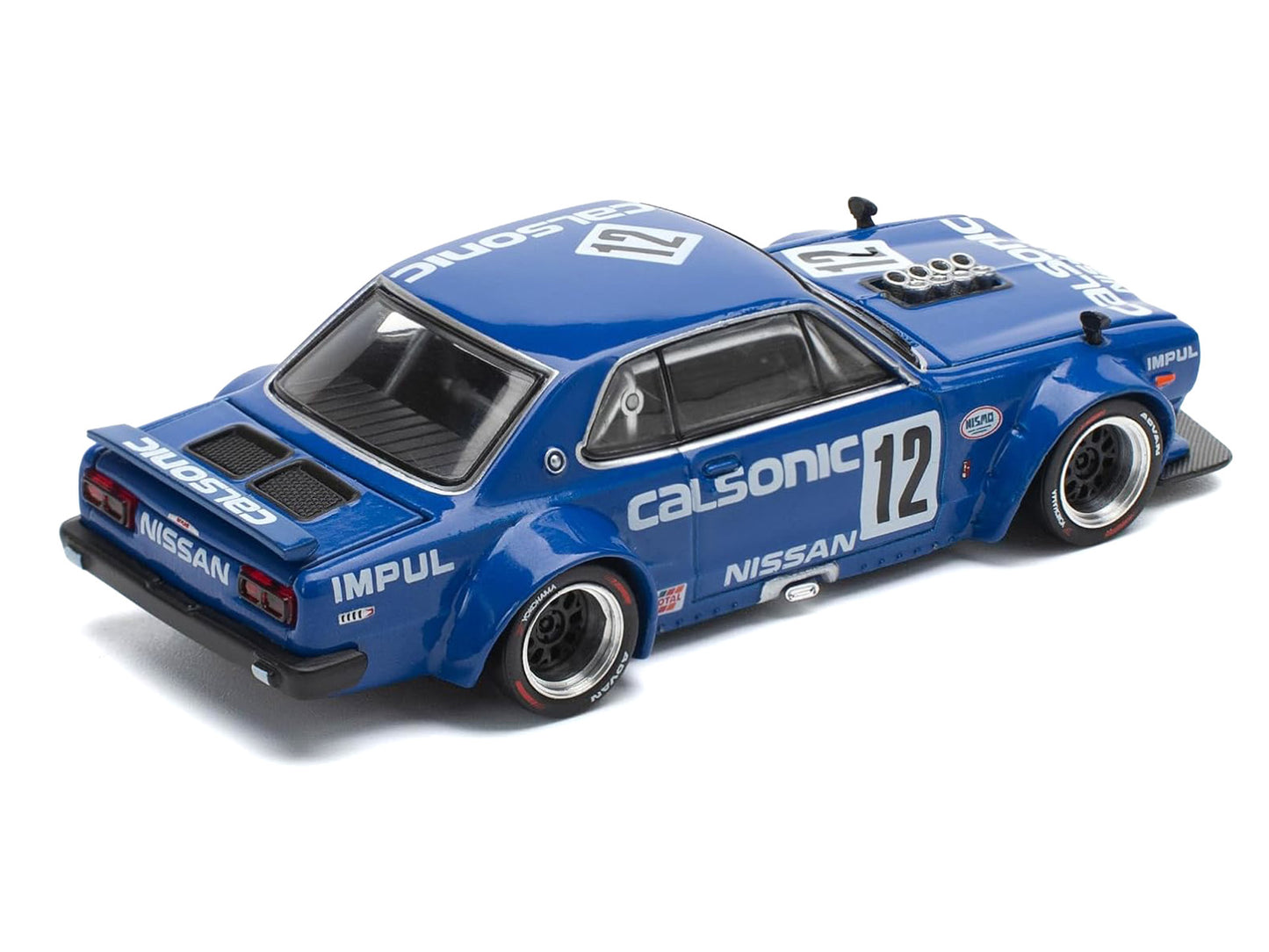 Skyline GT-R V8 Drift "Hakosuka" RHD (Right Hand Drive) #12 "Calsonic" Blue with Graphics 1/64 Diecast Model Car