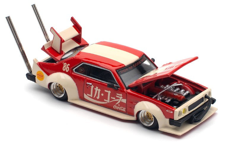 Skyline GT-R V8 Drift "Hakosuka" RHD (Right Hand Drive) "Coca-Cola (Japan)" Red and Cream 1/64 Diecast Model Car
