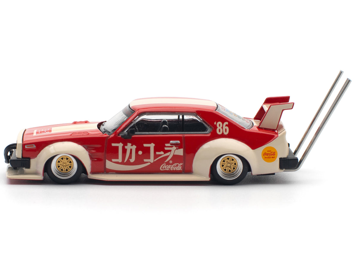 Skyline GT-R V8 Drift "Hakosuka" RHD (Right Hand Drive) "Coca-Cola (Japan)" Red and Cream 1/64 Diecast Model Car